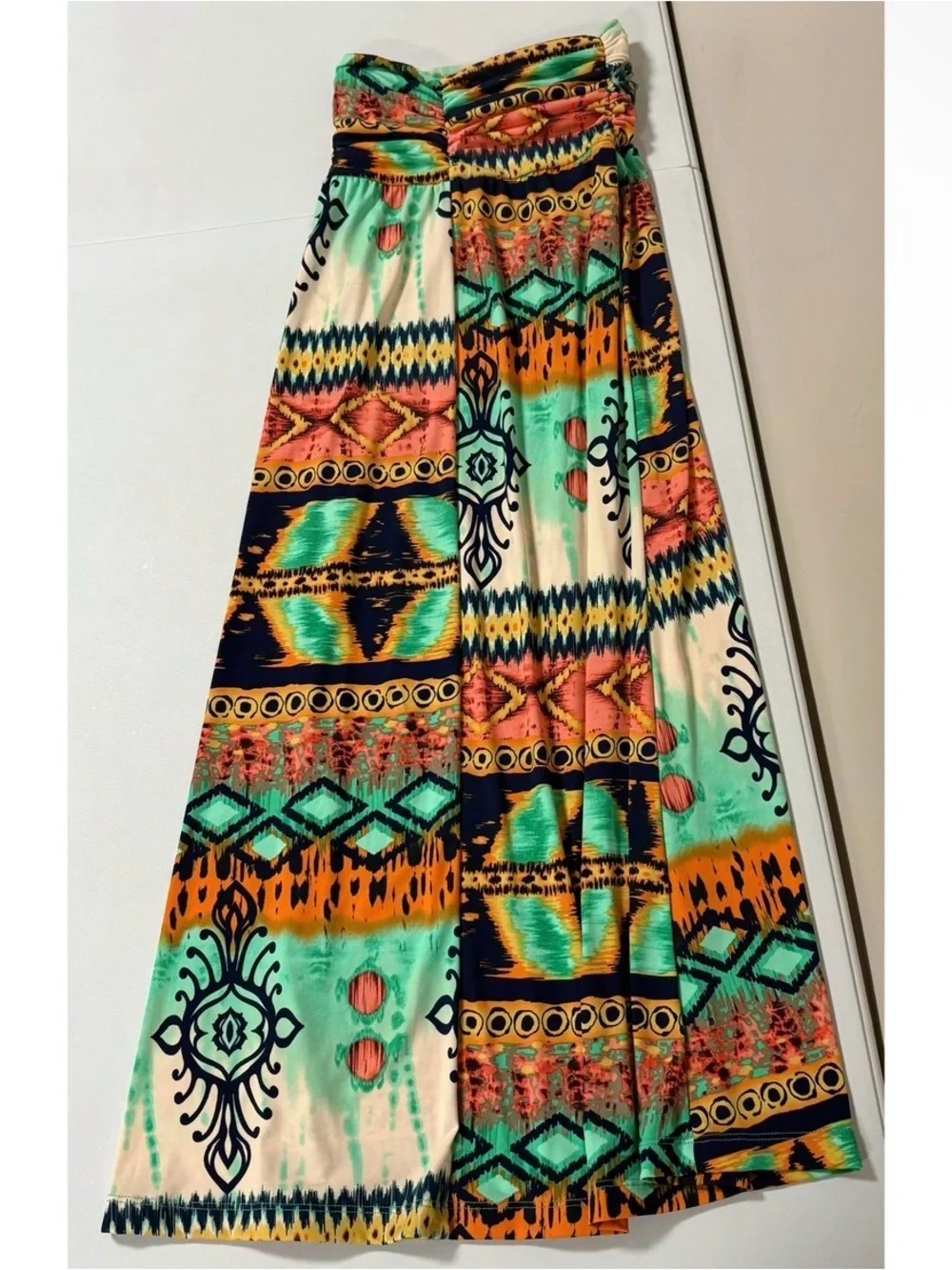 Venus Teal Coral Beaded Boho Bohemian Y2K Maxi Skirt Bottoms Size XS 🩵🤎✨ #venus